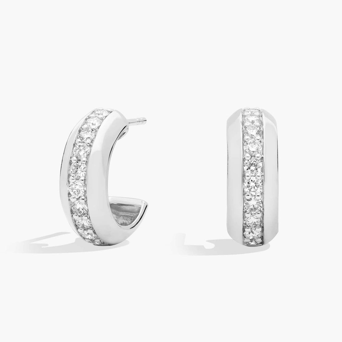 Round Cut Moissanite Wide Pave Hoop Earrings - hero