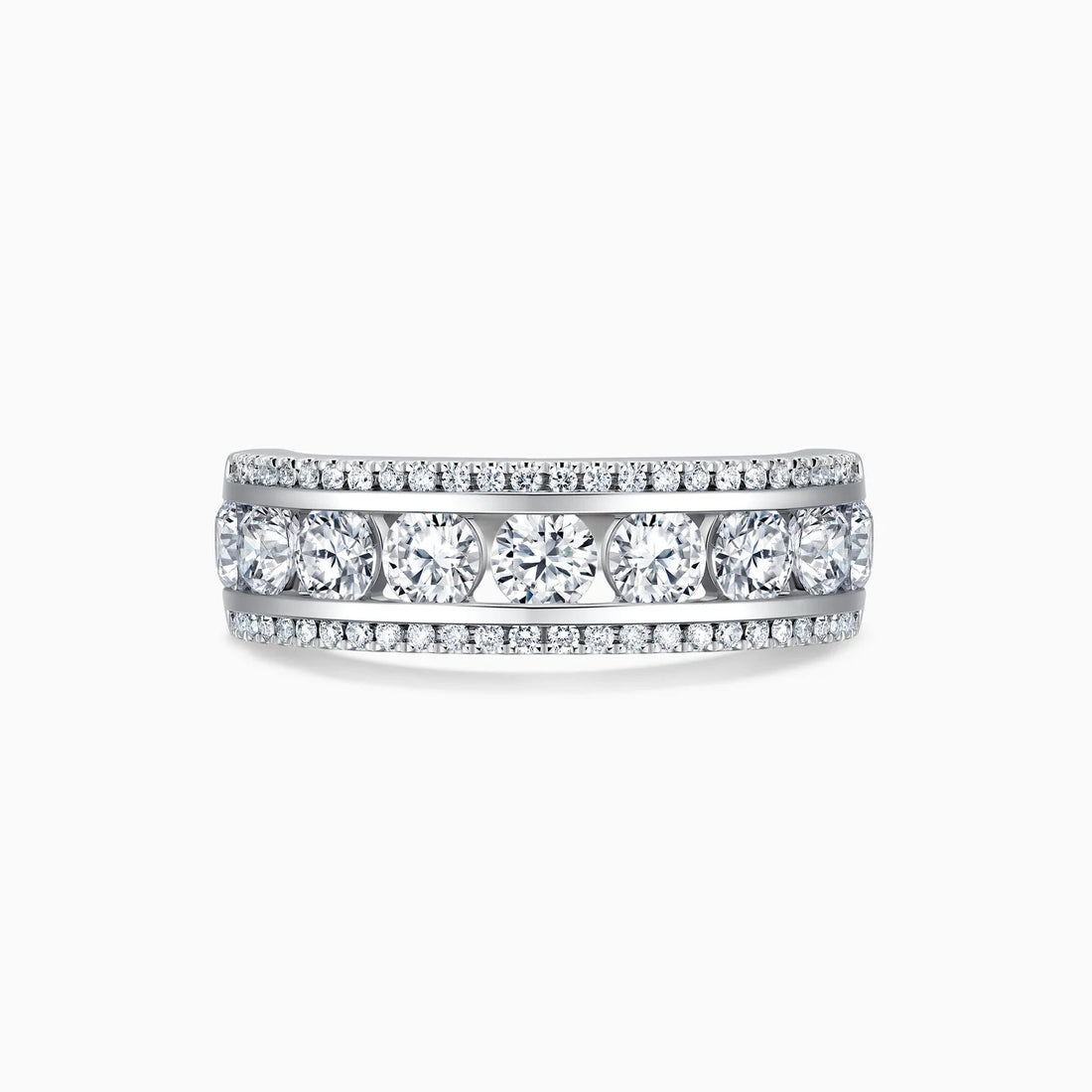 ROUND CUT MOISSANITE DIAMOND TRIPLE ROWS WEDDING BAND Mapple Gems