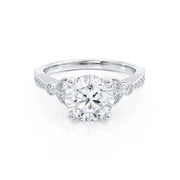 Round Cut Moissanite Art Deco Engagement Ring in White Gold

