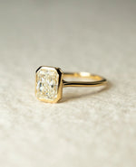 Load image into Gallery viewer, Radiant Cut Moissanite Bezel Set Ring – 14K Yellow Gold Solitaire Engagement Ring