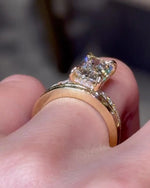 Load image into Gallery viewer, Radiant Cut Moissanite Bridal Ring Set – Engagement &amp; Wedding Set for Women