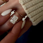 Load image into Gallery viewer, Radiant Cut Moissanite Bridal Set – Engagement Ring with Matching Stackable Band