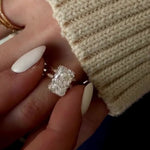 Load image into Gallery viewer, Radiant Cut Moissanite Bridal Set – Engagement Ring with Matching Stackable Band