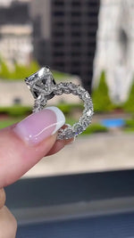 Load image into Gallery viewer, Radiant Cut Moissanite Diamond Ring – Three-Side Pave, Hidden Halo Modern Proposal &amp; Anniversary Ring