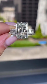 Load image into Gallery viewer, Radiant Cut Moissanite Diamond Ring – Three-Side Pave, Hidden Halo Modern Proposal &amp; Anniversary Ring