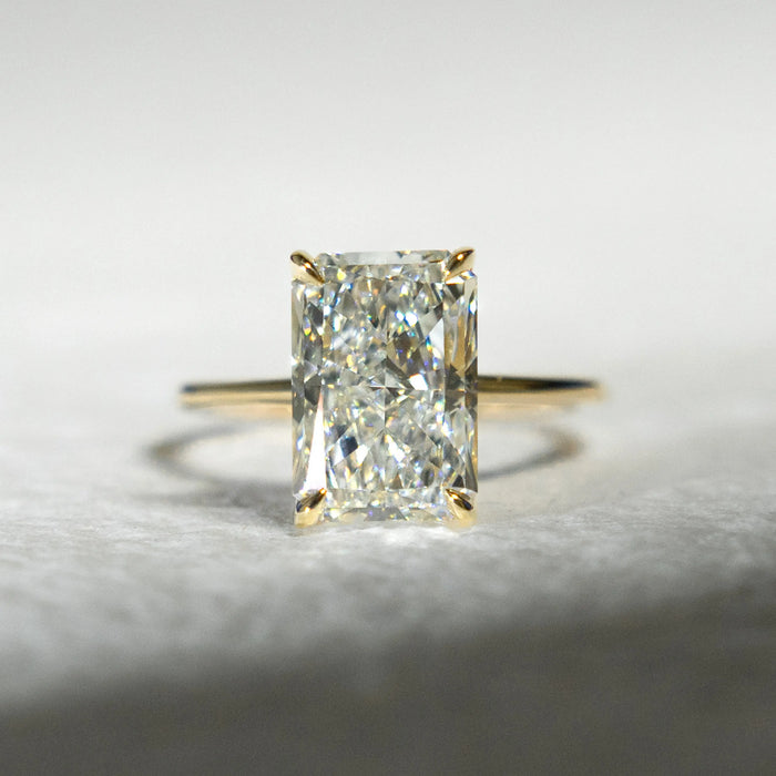 Radiant Cut Tulip Setting Engagement Ring – 14K Gold Cathedral Solitaire Ring