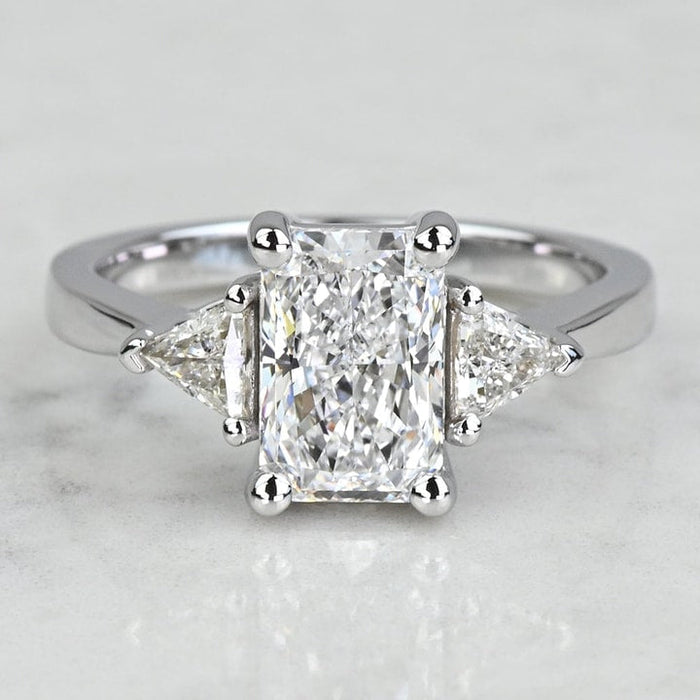 2.50 CT Radiant Cut Lab Grown Diamond Three Stone Engagement Ring Mapple Gems