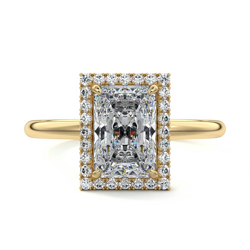 1.50 CT Radiant Cut Lab Grown Diamond Halo Engagement Ring Mapple Gems