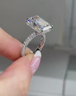 Load image into Gallery viewer, 4 CT Radiant Cut Moissanite Engagement Ring – Hidden Halo Solitaire Ring in 14K/18K Solid Gold, 4-Prong Promise Ring Gift for Her
