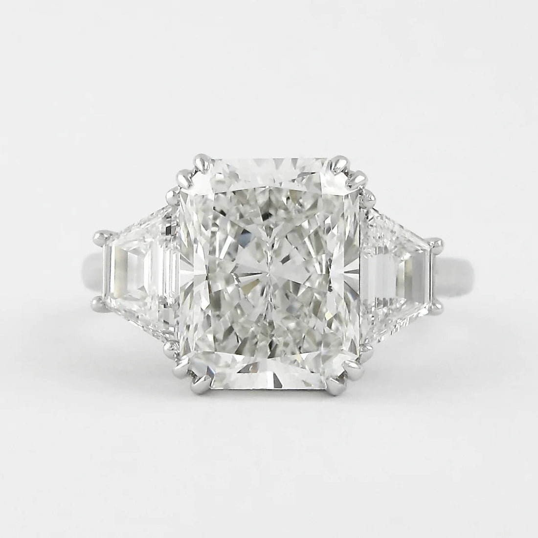 5.00 CT Radiant Cut Three Stone Moissanite Engagement Ring Mapple Gems