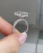 Load image into Gallery viewer, 4 CT Radiant Cut Moissanite Engagement Ring – Hidden Halo Solitaire Ring in 14K/18K Solid Gold, 4-Prong Promise Ring Gift for Her
