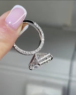 Load image into Gallery viewer, 4 CT Radiant Cut Moissanite Engagement Ring – Hidden Halo Solitaire Ring in 14K/18K Solid Gold, 4-Prong Promise Ring Gift for Her
