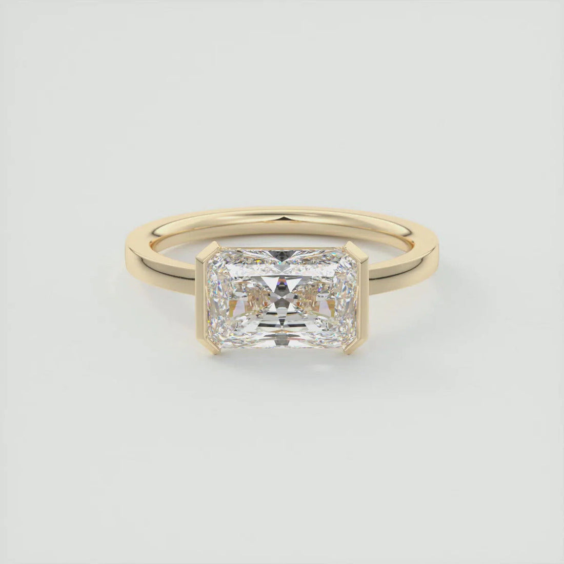 3.50 CT Radiant Cut Moissanite Half Bezel Engagement Ring Mapple Gems