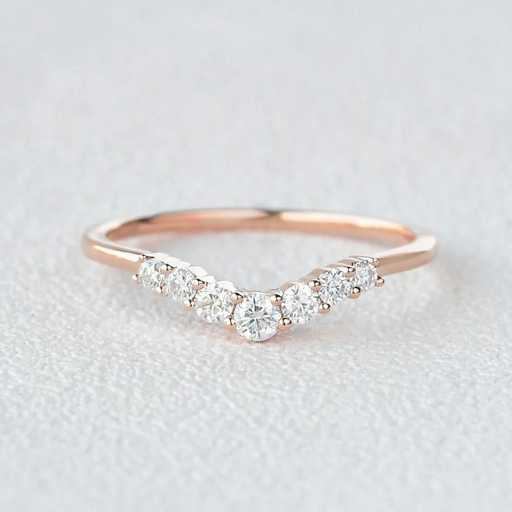0.22CTW Round Brilliant Cut 1.50 MM Curved Bridal Wedding Band Mapple Gems