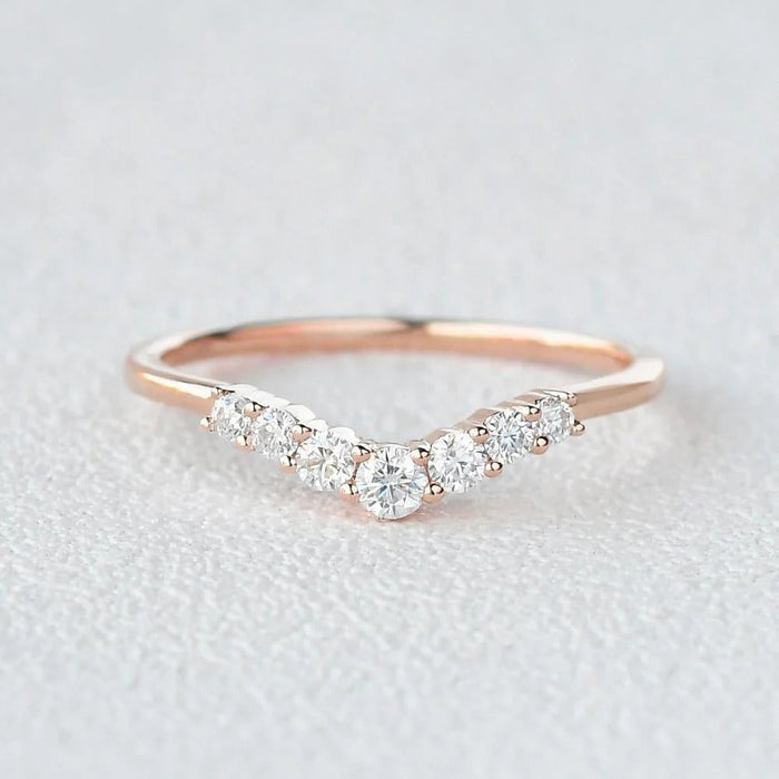 0.22CTW Round Brilliant Cut 1.50 MM Curved Bridal Wedding Band Mapple Gems