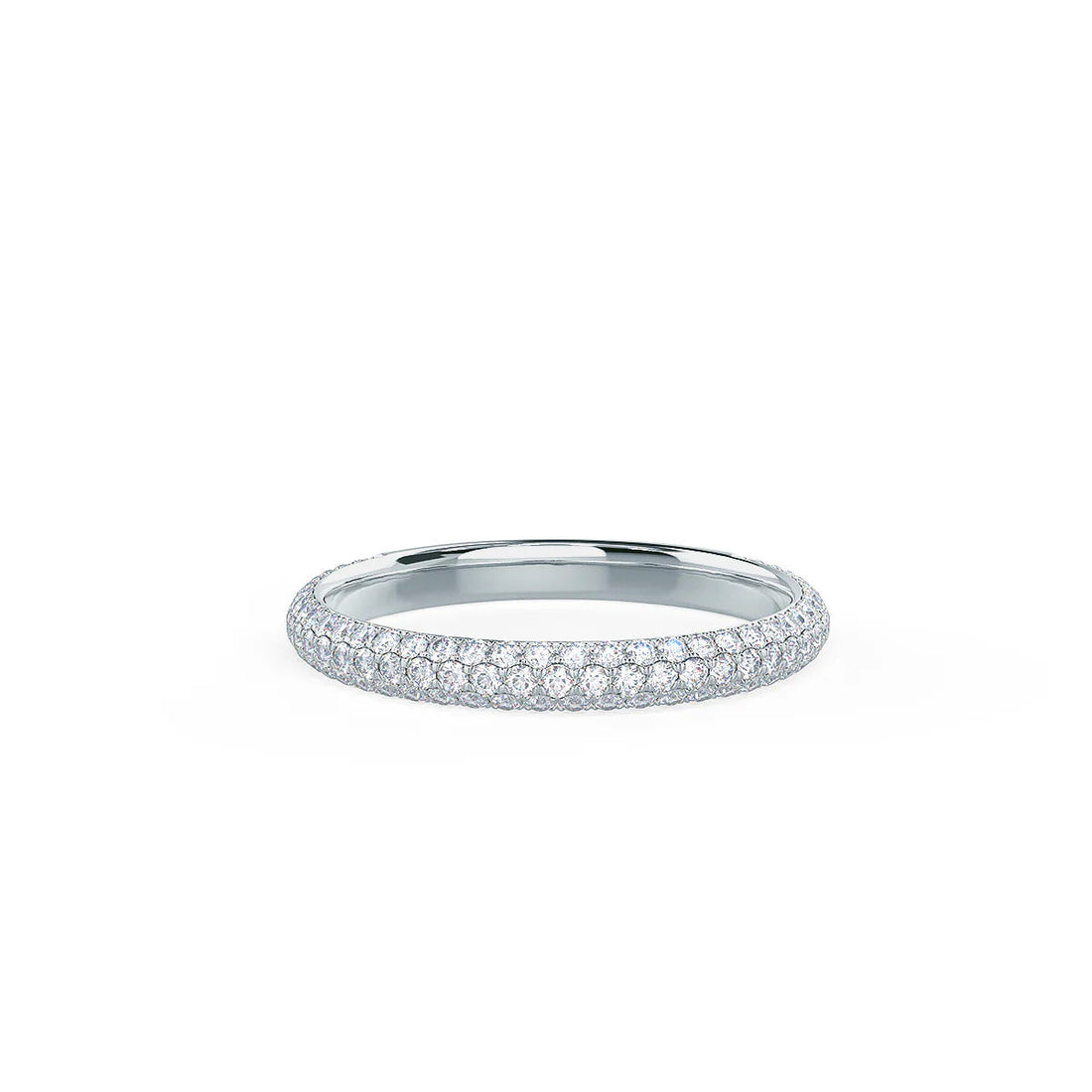Round Brilliant Cut 3 Side Pave Diamond Wedding Band Mapple Gems