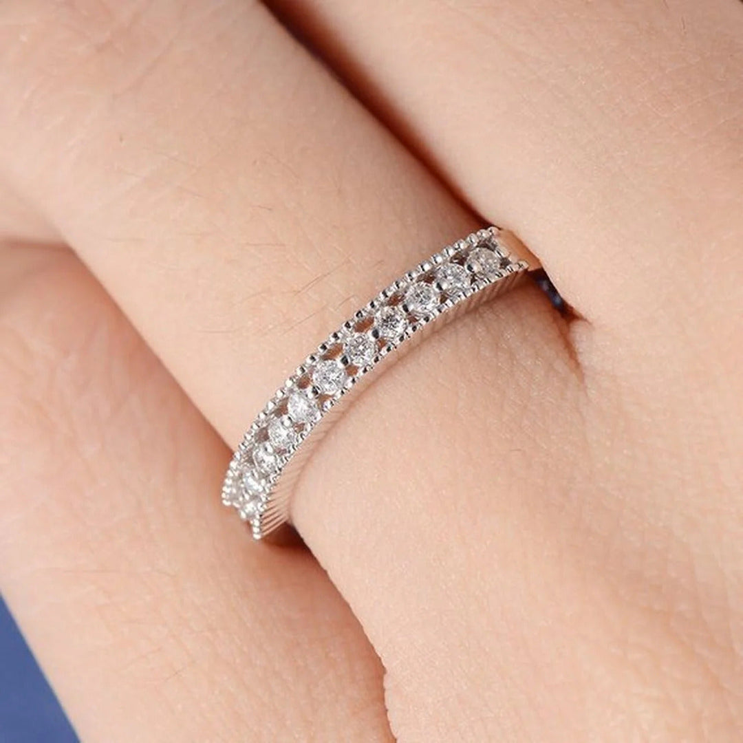 Round Brilliant Cut Channel Set Half Eternity Wedding Band Mapple Gems