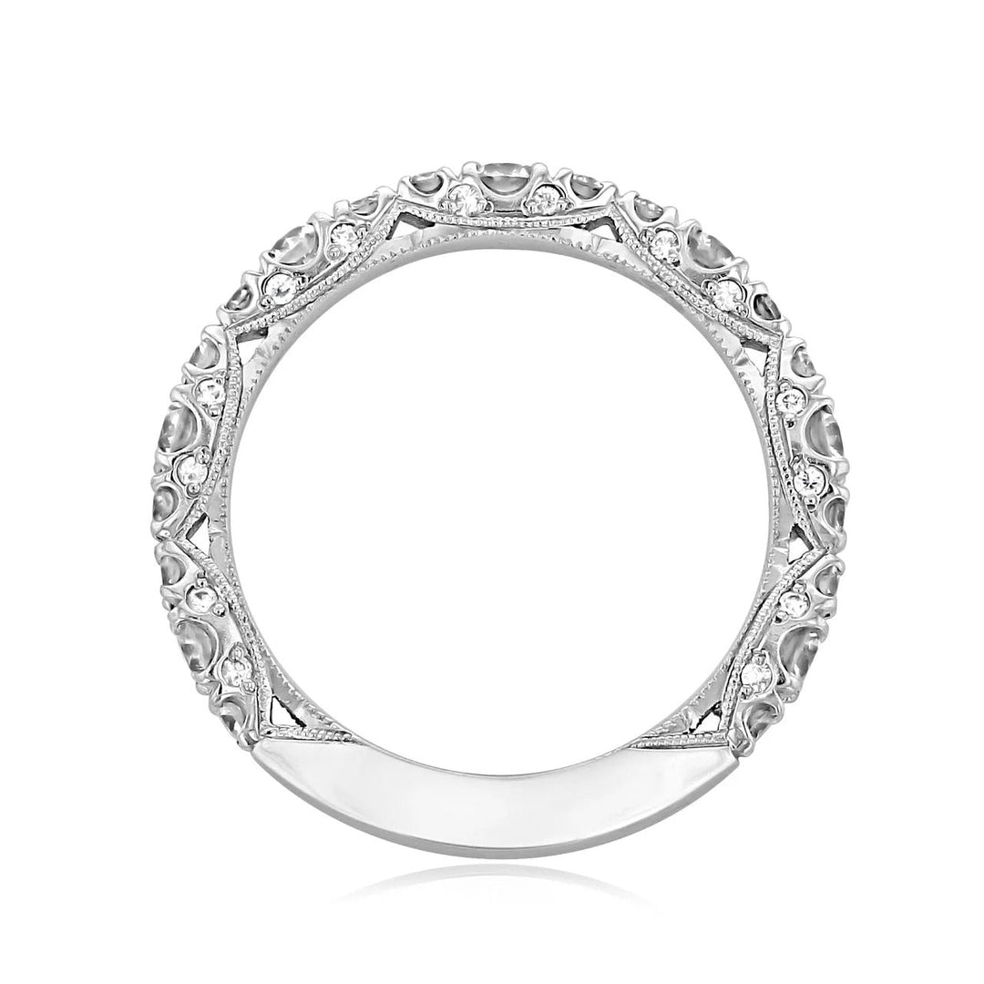 Round Brilliant Cut Clustered Half Eternity Pave Setting Wedding Band