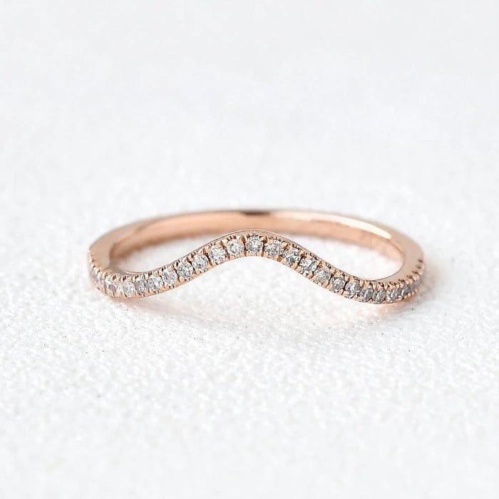 1.3 MM Round Brilliant Cut Curved Stacking Wedding Band Mapple Gems