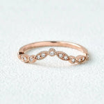 Load image into Gallery viewer, 0.20CTW Round Brilliant Cut Curved Vintage Style Moissanite Wedding Band Mapple Gems
