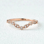 Load image into Gallery viewer, 0.20CTW Round Brilliant Cut Curved Vintage Style Moissanite Wedding Band Mapple Gems
