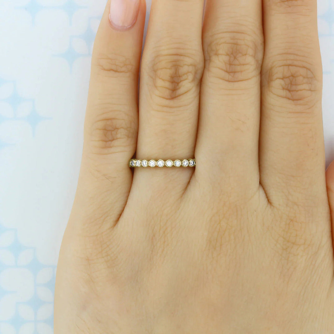 Round Brilliant Cut Full Eternity Bazel Setting Wedding Band Mapple Gems
