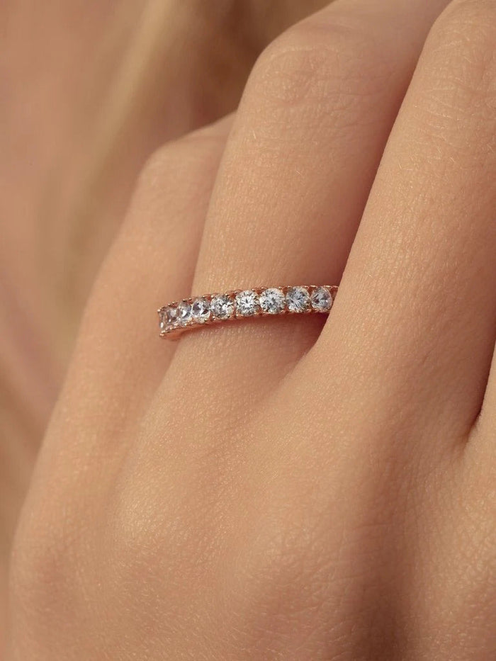 0.35CTW Round Brilliant Cut Half Eternity Perfect Moissanite Wedding Band Mapple Gems