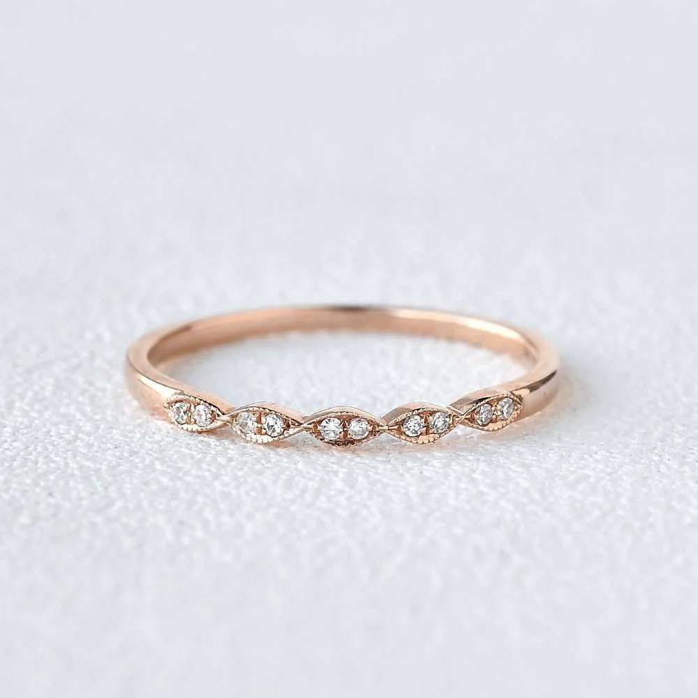 0.10CTW Round Brilliant Cut Half Eternity Thine Vintage Wedding Band Mapple Gems