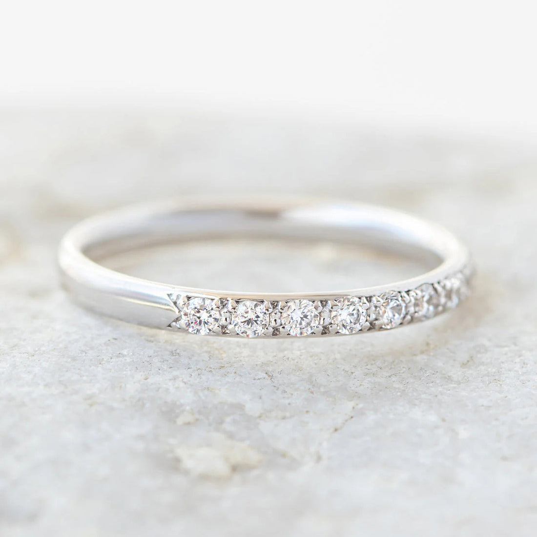 Round Brilliant Cut Half Eternity Wedding Band Mapple Gems