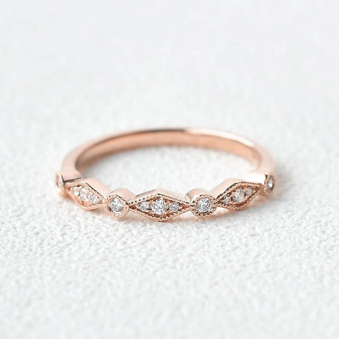0.18CTW Round Brilliant Cut Moissanite Unique Wedding Band Mapple Gems