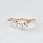 Load image into Gallery viewer, 0.40CTW Round Brilliant &amp; Pear Cut Curved Vintage Style Wedding Band Mapple Gems
