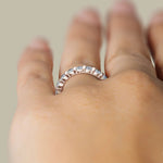 Load image into Gallery viewer, Round Cut Moissanite Bar Set Diamond Wedding Band for Her Mapple Gems
