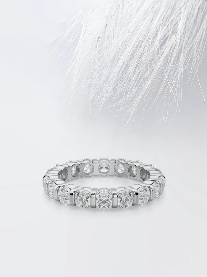 Round Cut Moissanite Bar Set Diamond Wedding Band for Her Mapple Gems