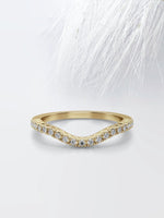 Load image into Gallery viewer, Round Cut Moissanite Curved Diamond Wedding Band for Women Mapple Gems
