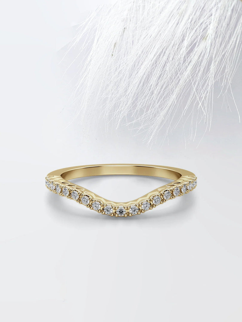 Round Cut Moissanite Curved Diamond Wedding Band for Women Mapple Gems