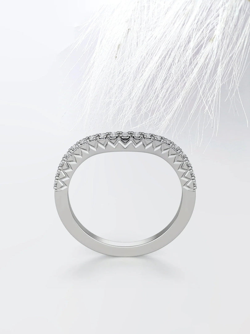 Round Cut Moissanite Curved Diamond Wedding Band for Women Mapple Gems