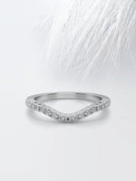 Load image into Gallery viewer, Round Cut Moissanite Curved Diamond Wedding Band for Women Mapple Gems
