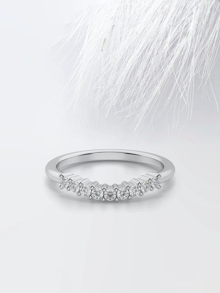 Round Cut Moissanite Diamond Wedding Band in White Gold Mapple Gems