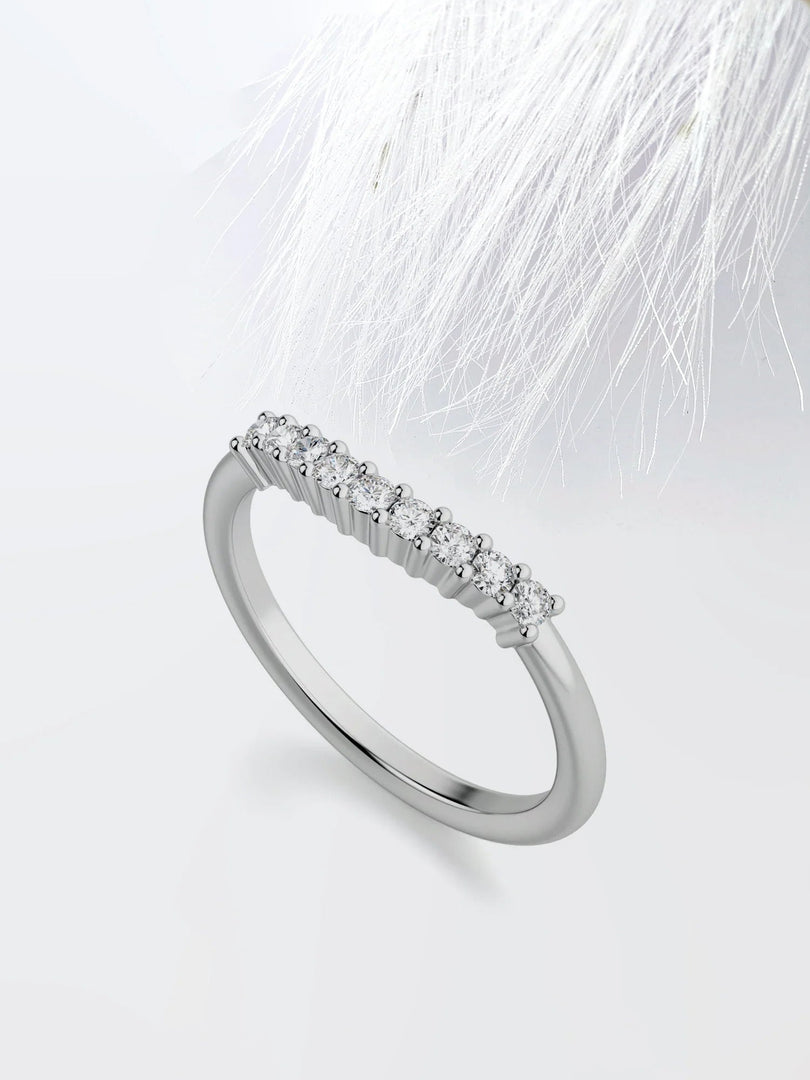 Round Cut Moissanite Diamond Wedding Band in White Gold