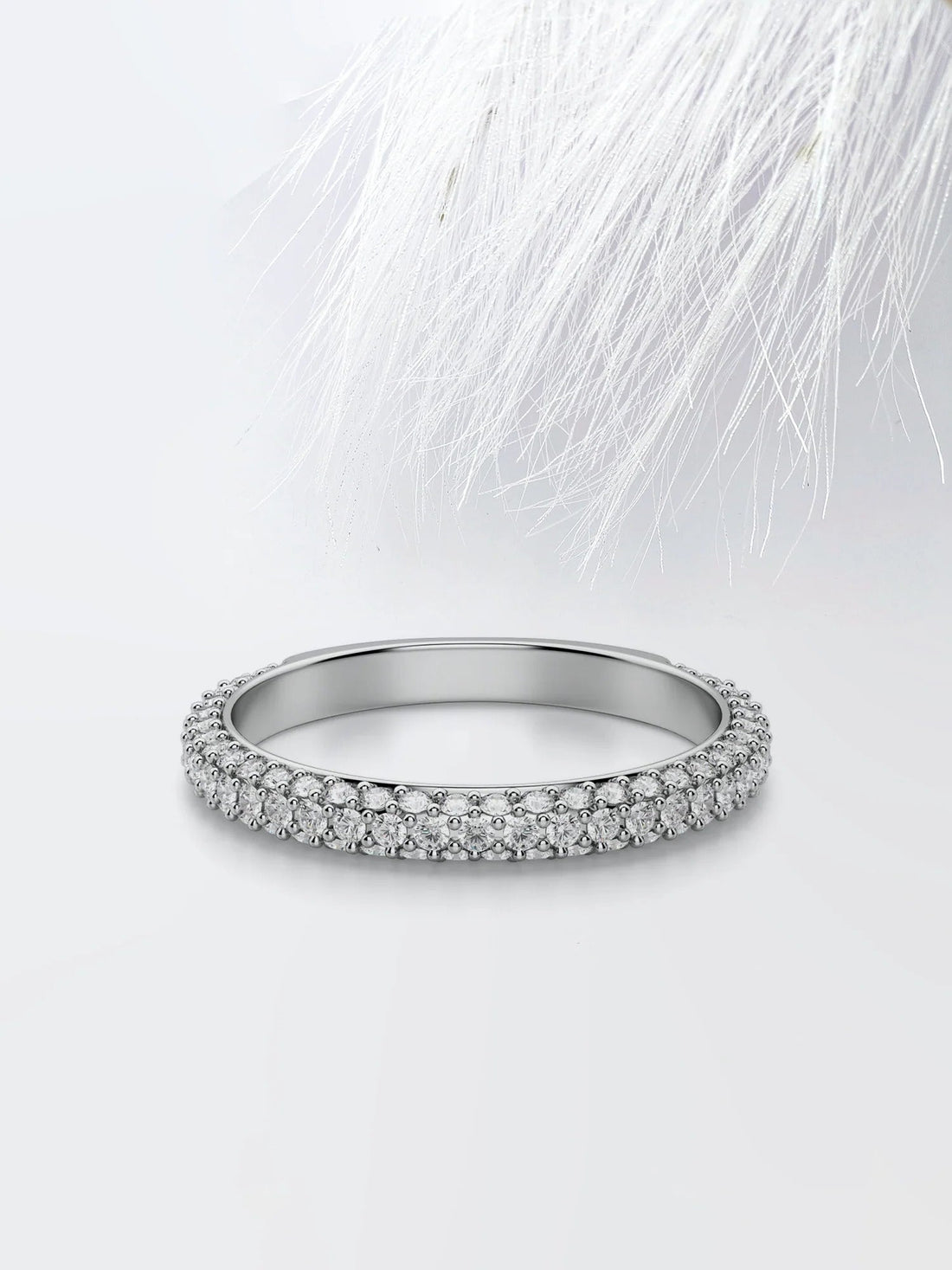 Round Cut Moissanite Micro Pave Diamond Wedding Band Mapple Gems
