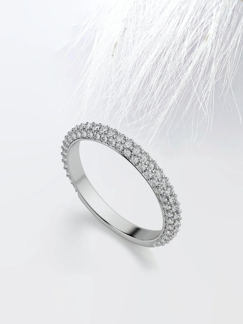 Round Cut Moissanite Micro Pave Diamond Wedding Band