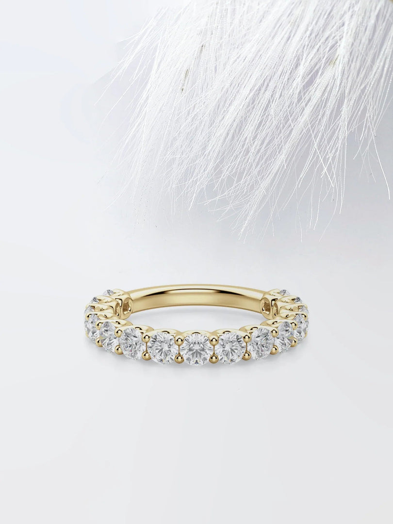 Round Cut Moissanite Scallop Diamond Wedding Band for Women Mapple Gems