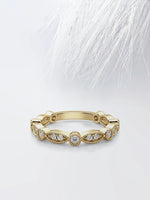 Load image into Gallery viewer, Round Cut Moissanite Vintage Diamond Wedding Band in Solid Gold Mapple Gems
