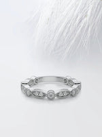 Load image into Gallery viewer, Round Cut Moissanite Vintage Diamond Wedding Band in Solid Gold Mapple Gems
