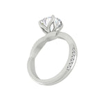 Load image into Gallery viewer, Round Brilliant Moissanite Solitaire on Twisted Gold Band – Handmade Bridal Ring



