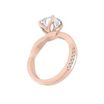Load image into Gallery viewer, Handmade Round Moissanite Engagement Ring for Brides – Twisted Gold Band Solitaire Design


