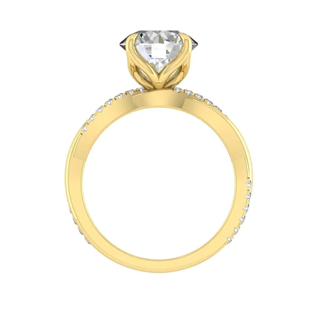 Handcrafted Round Moissanite Engagement Ring with Twisted Band – Unique Bridal Ring Design

