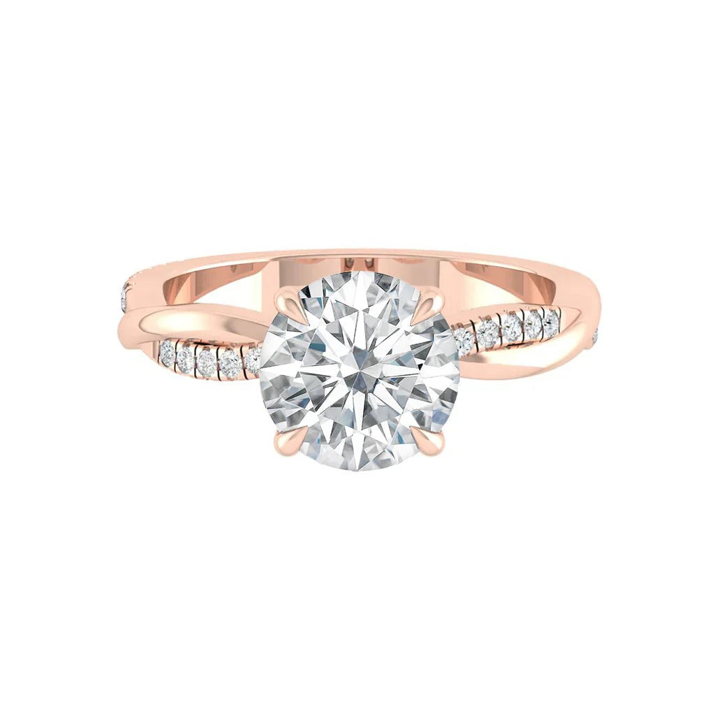 Elegant Round Cut Moissanite Solitaire Ring with Twisted Shank – Perfect Wedding or Promise Ring

