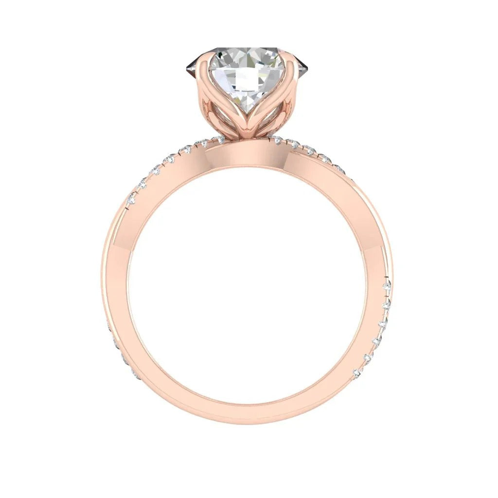 Unique Twisted Round Cut Moissanite Ring – Handmade Solitaire Engagement Jewelry

