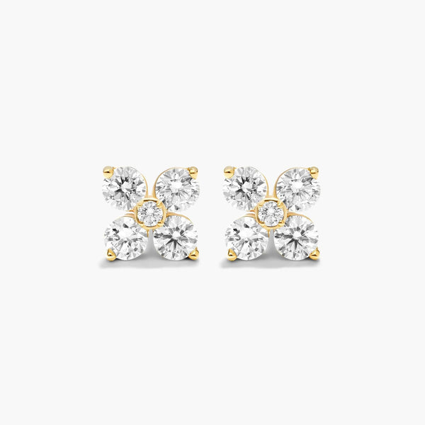 Moissanite Flower Stud Earrings – Round Cut Floral Cluster Diamond Alternative Earrings for Women | Minimalist Studs | Mapple Gems